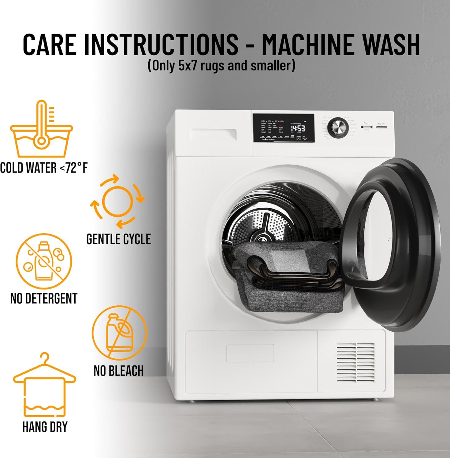 Covor dreptunghiular Ottomanson pentru spalatorie, cu spate din cauciuc 50 x 150 cm negru - imagine 3