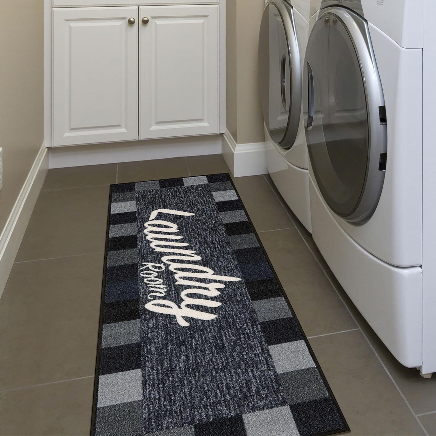 Covor dreptunghiular Ottomanson pentru spalatorie, cu spate din cauciuc 50 x 150 cm negru - imagine 5