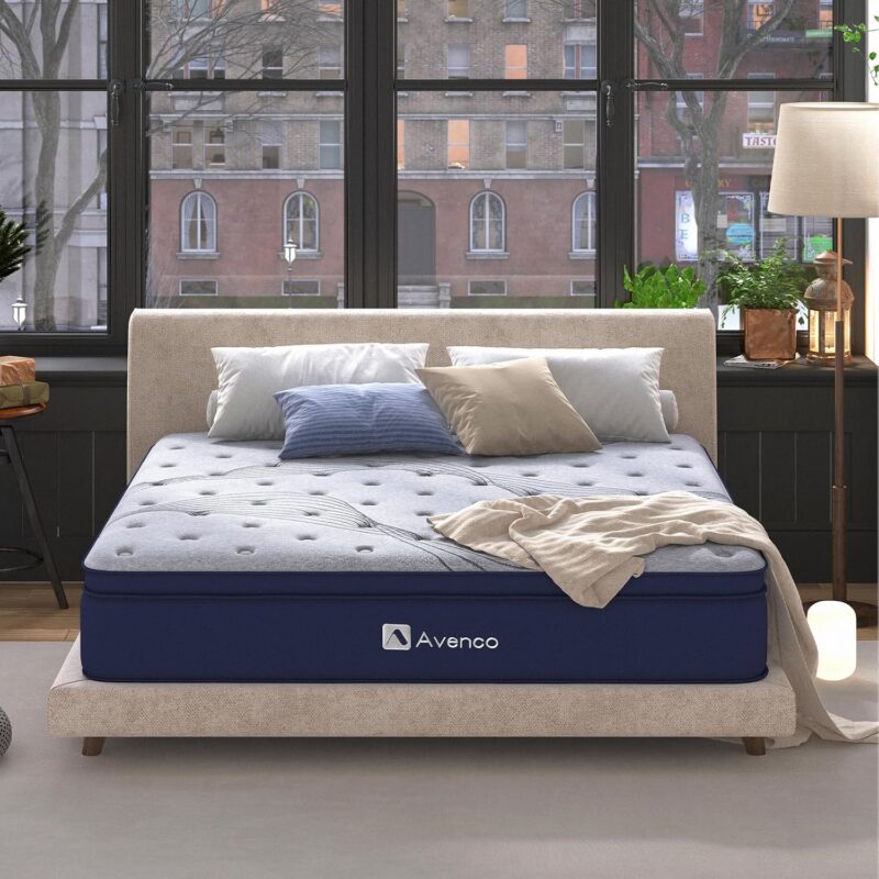 Saltea  hibrid Avenco 180x200, cu arcuri impachetate cu spuma cu memorie si husa din microfibra, fermitate H3, certificata Oeko-Tex